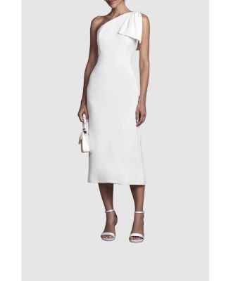 Women's Bow One Shoulder Midi Wedding Dress