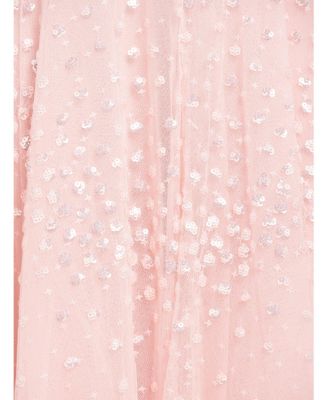 Women's Scallop Sequin Halter-Neck Ankle Gown