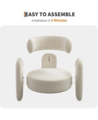 Chenille Accent Chair Mid-Century Upholstered Living Room Chair Cozy Round Armrest Chair with Back Round Corner Side Sitting Lounge Armchair