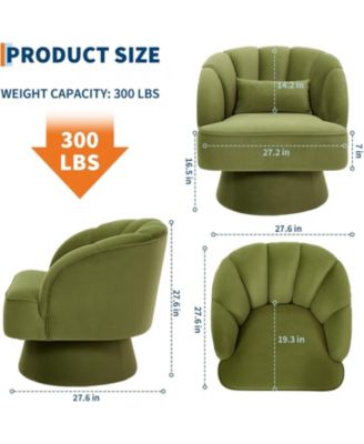 Modern Swivel Barrel Accent Chair,360 Degree Velvet Upholstered Armchair with Striped Backrest and Plush Padding, Comfy Round Lounge Chair