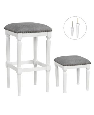 4PCS Upholstered 3-Height Bar Stool Versatile Kitchen Dining Stool