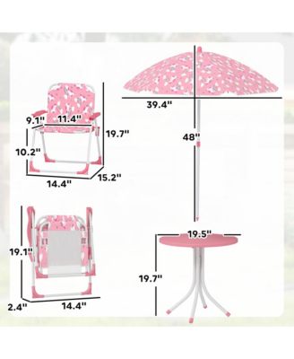 Kids Picnic Table with 2 Folding Chairs and Umbrella,