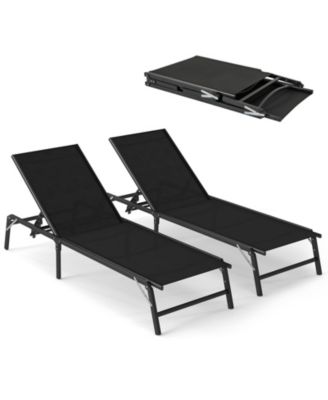 Chaise Lounge Chair Set of 2 Foldable Patio Lounge Chairs