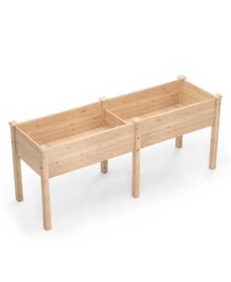 Elevated Fir Wood Garden Bed with Drainage Holes in Standing Planter Box