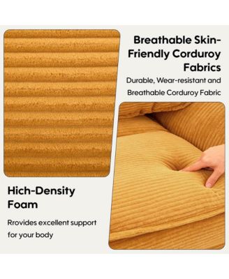 Modern 84" Corduroy Upholstered Sofa, Comfy Deep Seat Loveseat Sofa with 2 Pillows for Home Office and Living Room