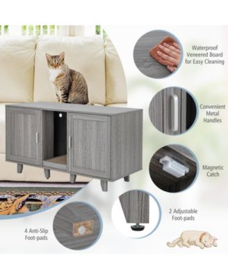 Cat Litter Box Enclosure 2 Door Winding Entry