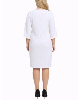 Plus Size 3/4-Petal-Sleeve Dress