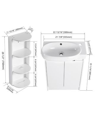 23 Inch Bathroom Vanity with Sink and Storage Rack, Modern Freestanding Plywood Cabinet, Soft Close Doors for Small Spaces