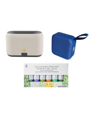 FlameGlow Aromatherapy Diffuser, 6-Pack Essential Oils and Portable 360degree(s) Hi-Res Wireless Speaker