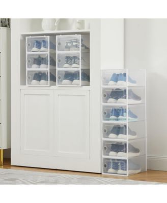 Clear Plastic Shoe Storage Boxes with Lids, Stackable Ventilated Organizer Bins for Closet, Under Bed and Living Room Storage