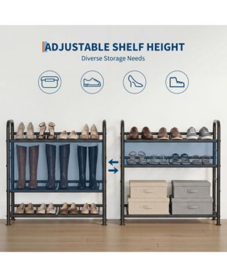 Metal Shoe Rack with Adjustable Flat or Tilt Shelves, Space Saving Shoe Storage Organizer for Entryway, Closet or Bedroom