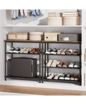 Slim Shoe Rack with Metal Frame and Fabric Shelves, Adjustable Shoe Storage Organizer for Entryway, Bedroom, Closet and Living Room