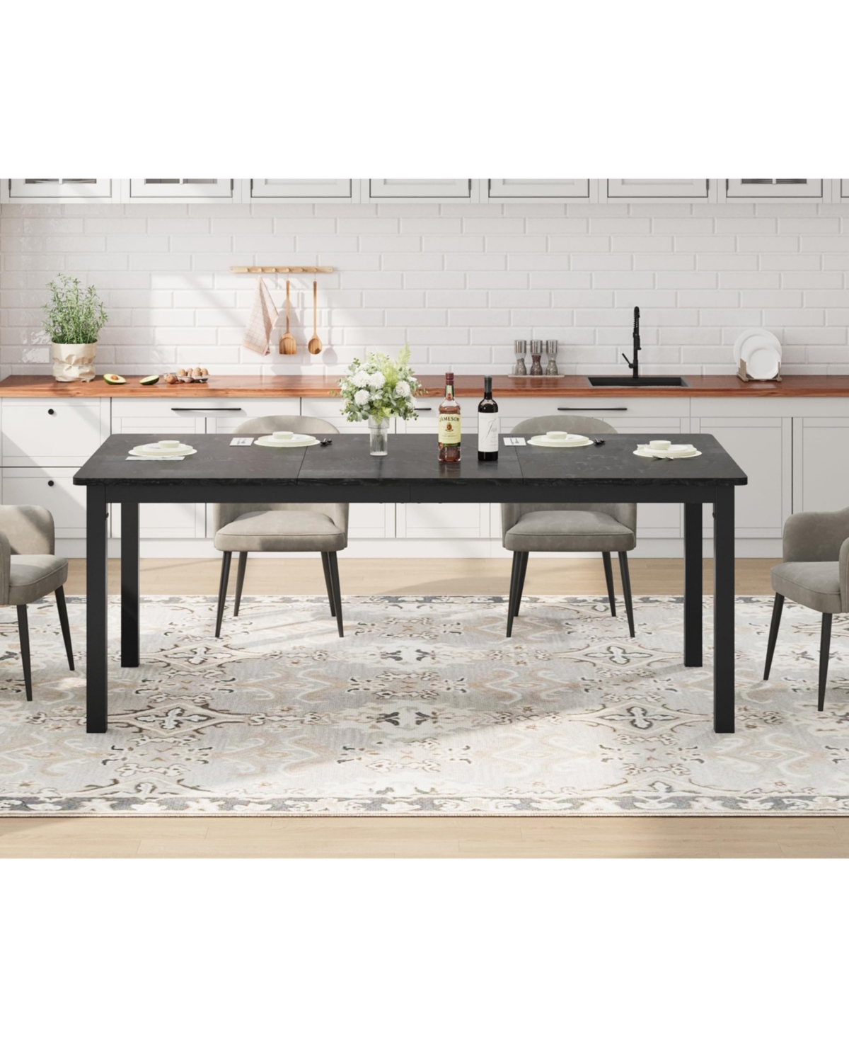 gaomon Modern Industrial 6-8 Person Rectangular Dining Table