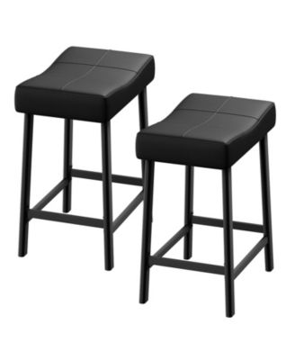 Upholstered 24" Backless Saddle Bar Stools Set of 2, Counter Height