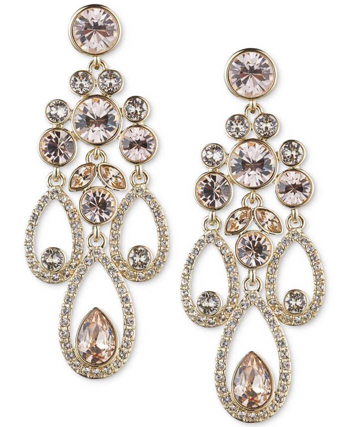 Givenchy Gold Tone Crystal And Pavé, Diamond Chandelier Earrings Macys