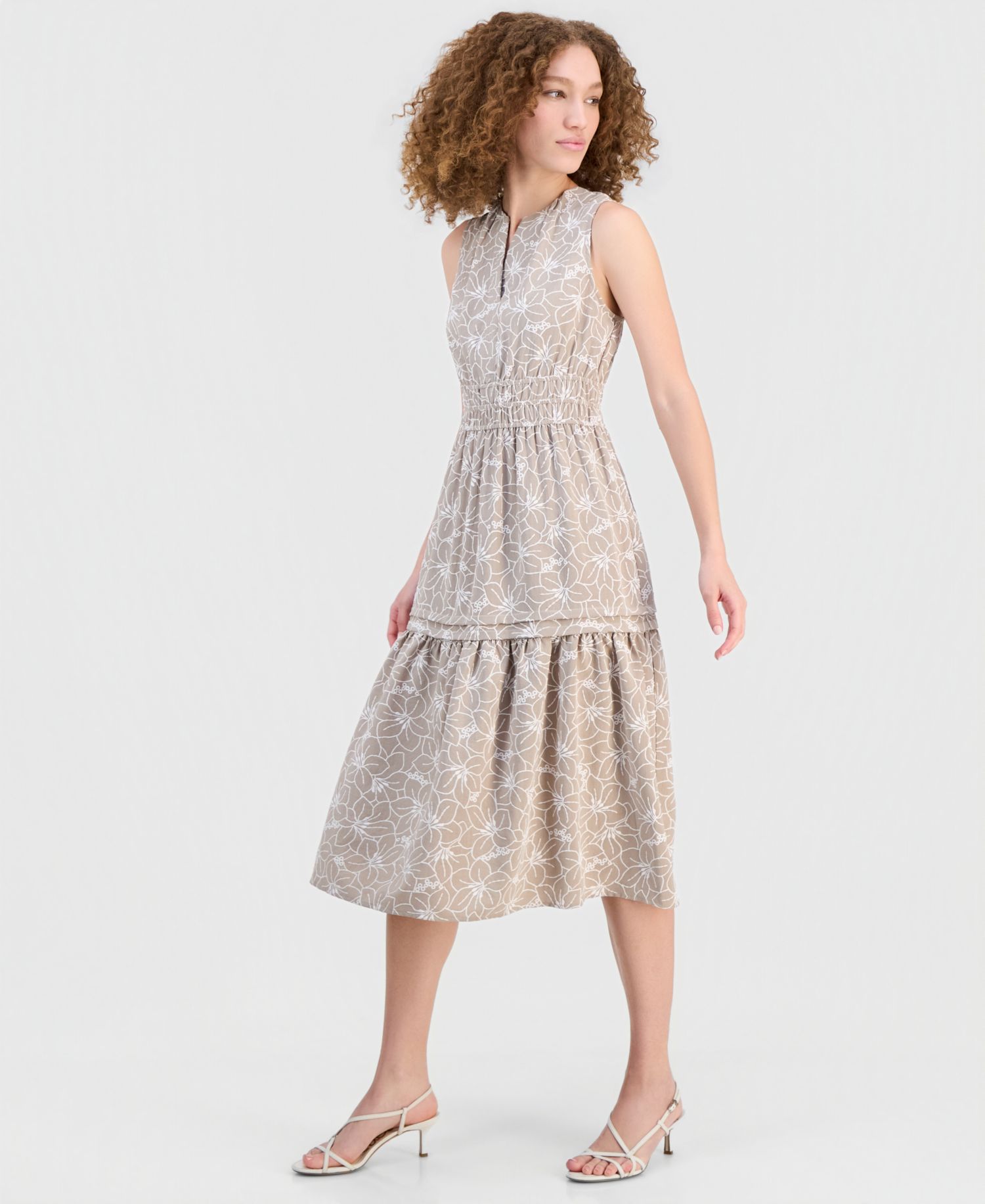 Women's Sleeveless Elastic-Waist Midi Dress
