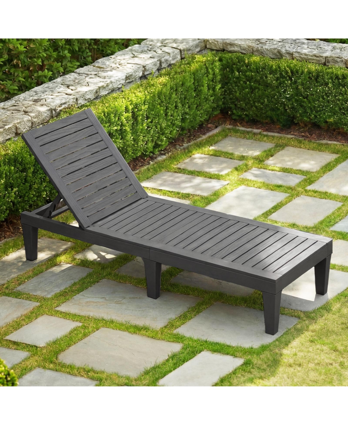 Slickblue Outdoor Chaise Lounge Chair with 5 Positions Adjustable Backrest