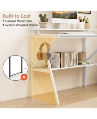 Space-Saving Computer Desk with Monitor Stand