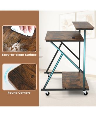 Rolling Computer Desk with Charging Station