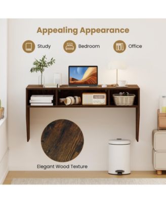 Wall-Mounted Floating Desk with 3 Storage Cubes