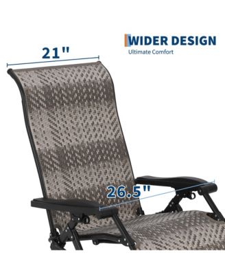 Portable Rattan Chaise Lounge, 330lb Capacity, Outdoor Adjustable Folding Chair with Widened Armrest and Heavy Duty Wicker for Patio