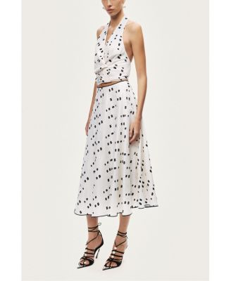 Women's High-Rise Midi Skirt with Print Details