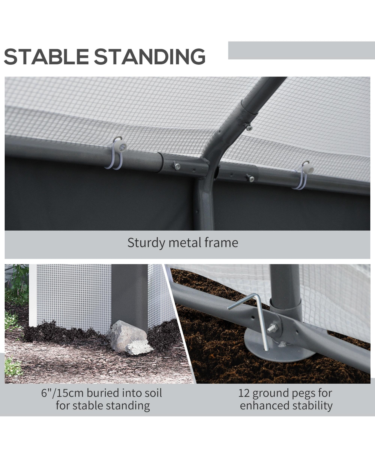 Outsunny Walk-In Tunnel house with Windows, Mesh Doors, Weather Cover