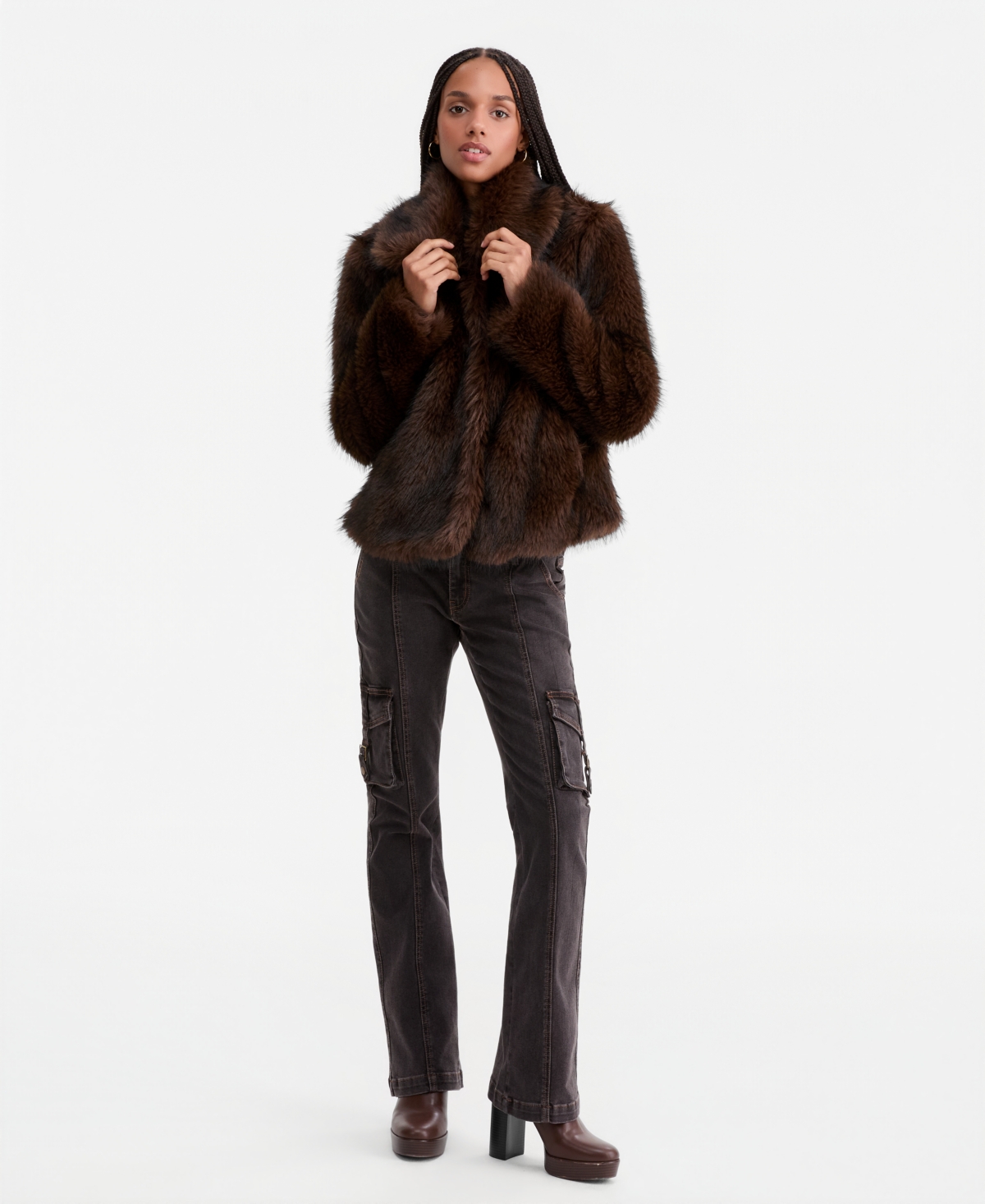 Sebby Women's Faux-Fur Collared Coat