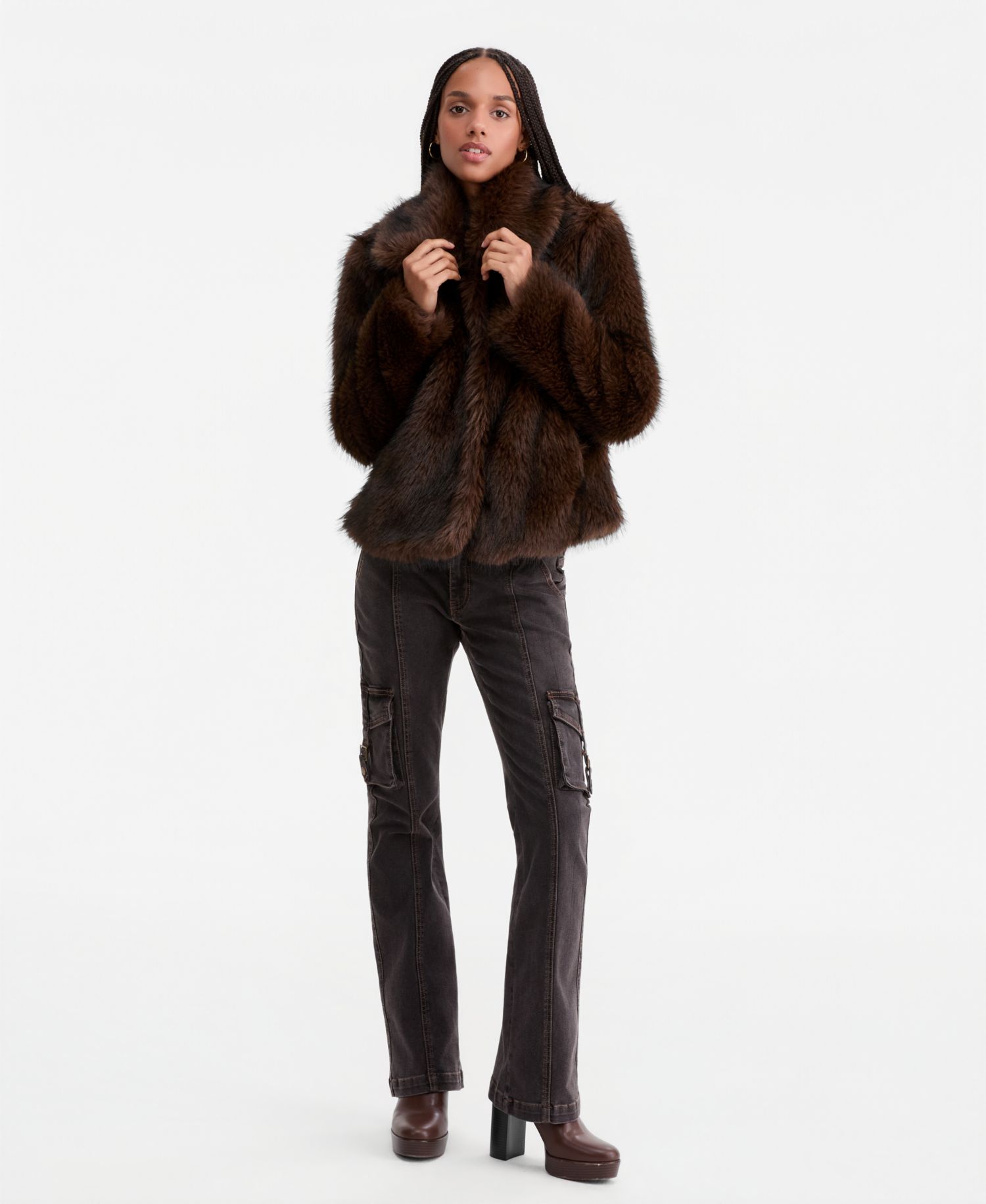 Women's Faux-Fur Collared Coat