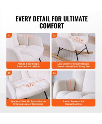 Upholstered Glider Rocking Chair with Teddy Fabric