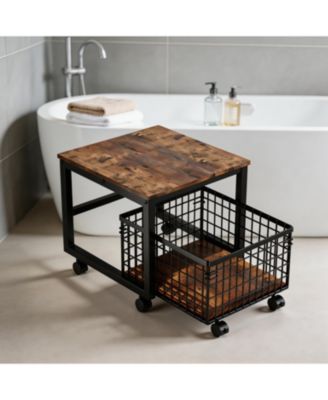 Heavy Duty Rolling Storage Cart with Drawer - Lockable Wheels, for Bathroom, Laundry Room