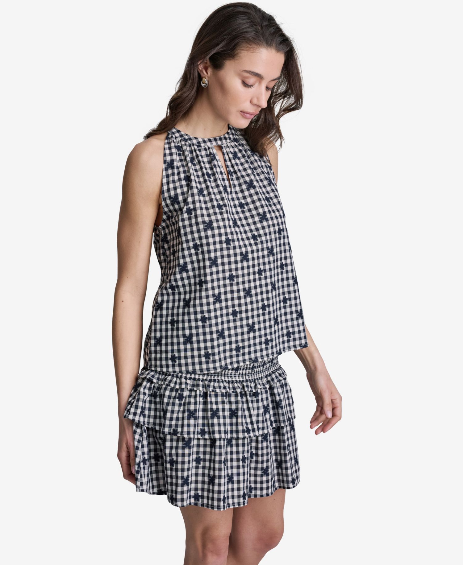 Women's Gingham Halter Neck Sleeveless Top