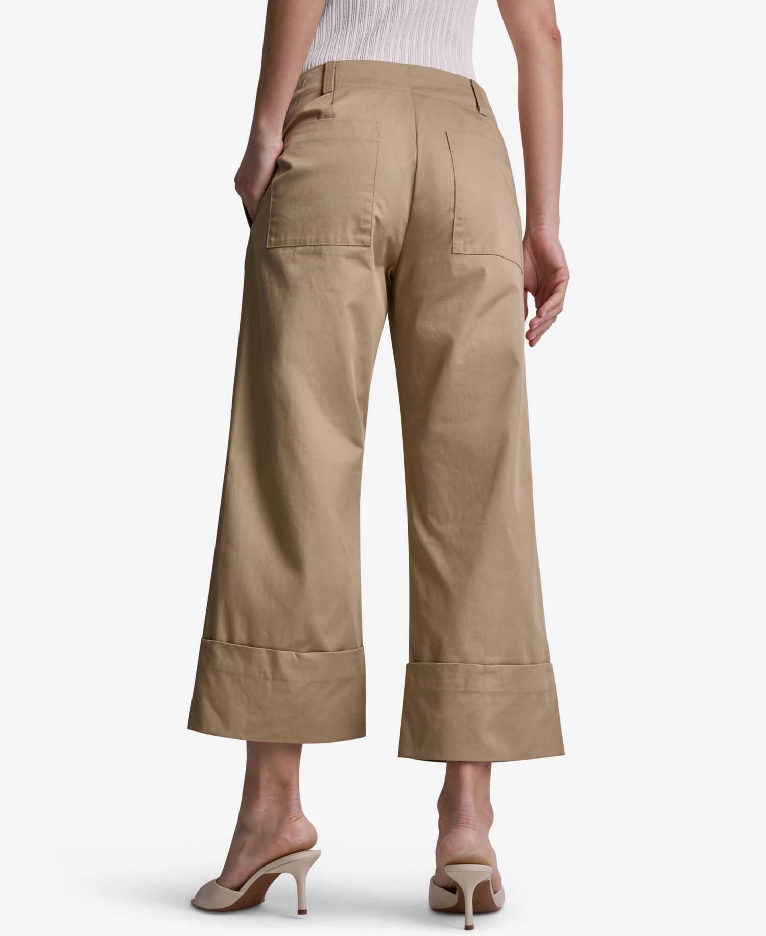Women's Cuffed Wide-Leg Cropped Pants