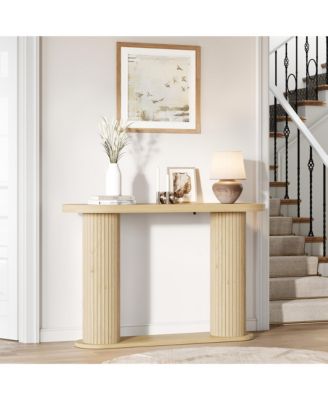 Fluted Console Table – 42.5" Narrow Entryway Sofa Table with Storage Shelf, Elegant Wood-Look Finish, for Living Room, Hallway, Foyer