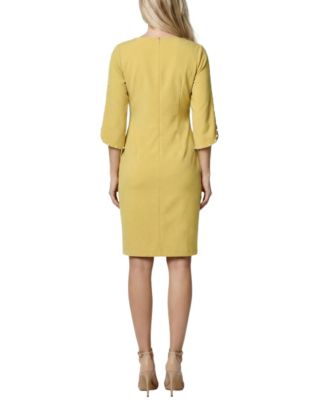 Women's 3/4 Mother of Pearl-Detail Petal-Sleeve Dress