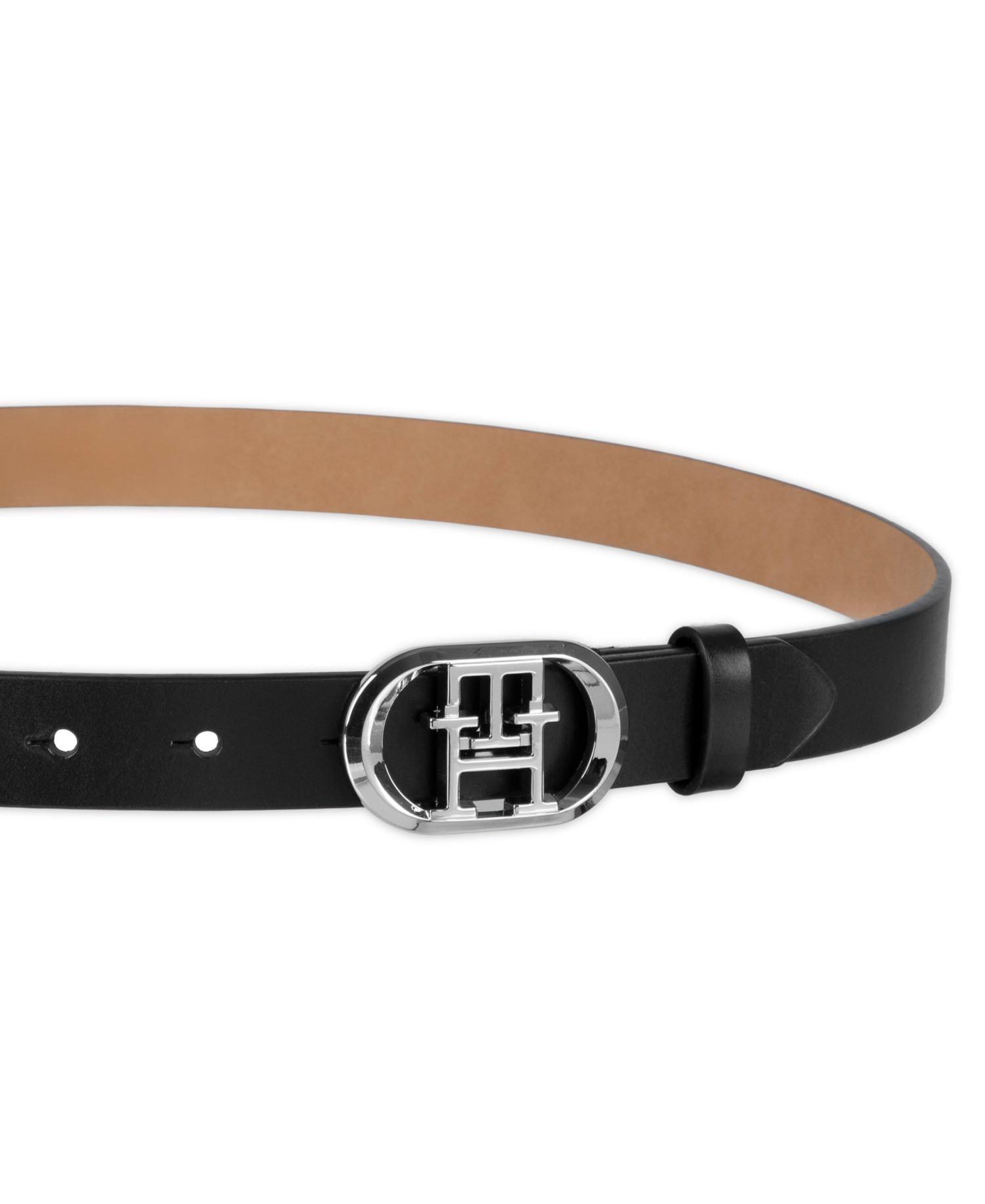 Women's Rounded Monogram Plaque Buckle Dress Belt