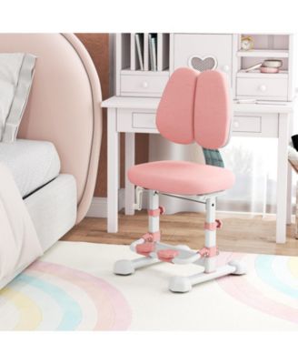 Kids Study Chair with Double Backrest, Adjustable Height and Footrest