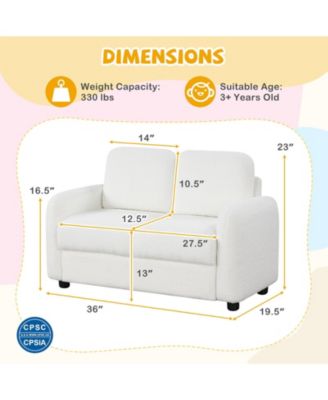 2-Seat Kids Sofa with Teddy Fleece Upholstery and Solid Wood Frame