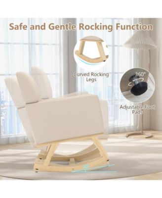 Upholstered Rocking Chair with Padded Seat and Solid Wood Base