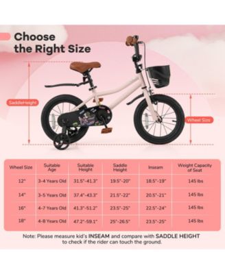 Kids Bike with Basket and Customizable Handlebar Height