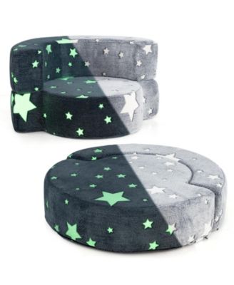 2-in-1 Convertible Kids Sofa with Glow-in-the-Dark Cover and Removable Washable Slipcover