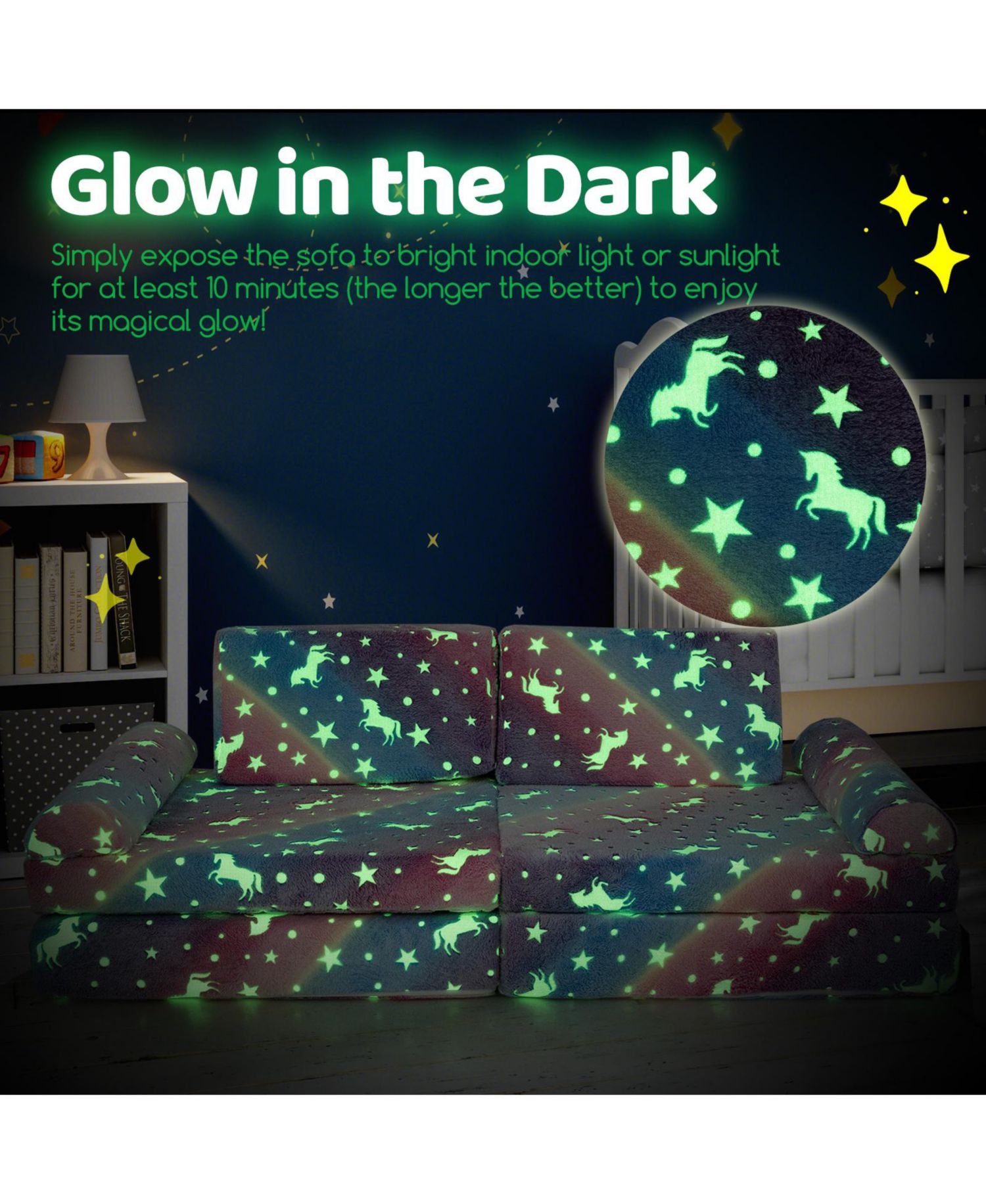 8-Piece Modular Kids Play Couch Glow-in-the-Dark Toddler Sectional