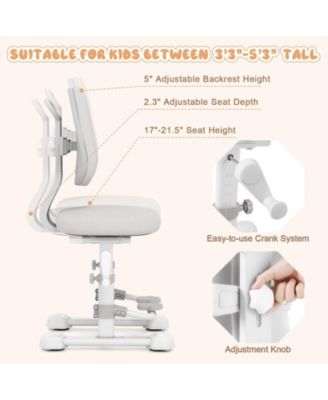 Kids Study Chair with Double Backrest, Adjustable Height and Footrest
