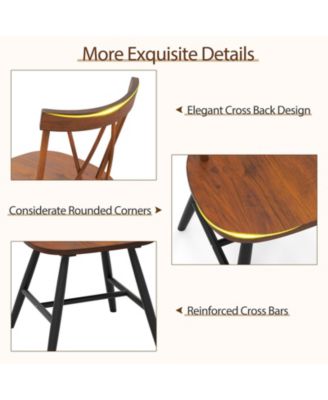 Farmhouse Kitchen Dining Chairs Set of 2 with Rubber Wood Frame