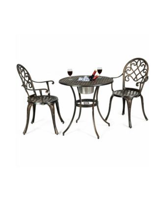 3PCS Outdoor Cast Aluminum Bistro Set with Removable Ice Bucket & Adjustable Feet