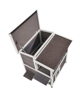 Outdoor Cat House 2-Story 30x30x32 in Weatherproof Wood