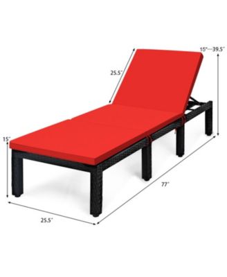Wicker Sun Lounger with 7-Position Adjustable Backrest and Dual Cushion Covers