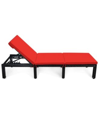 Wicker Sun Lounger with 7-Position Adjustable Backrest and Dual Cushion Covers