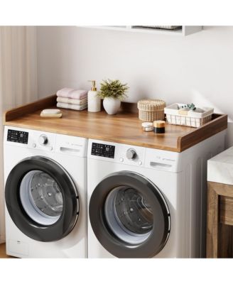 Washer Dryer Countertop, Wooden Laundry Countertop with Edge Rails, Washer and Dryer Topper