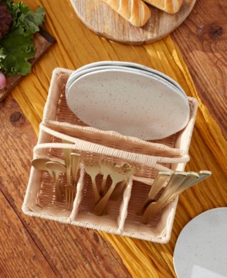 24 Seven Outdoor Living Real Rattan Flatware Storage Caddy